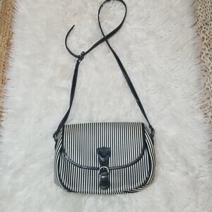 Vintage Liz Claiborne Navy Blue and white Striped Crossbody Purse